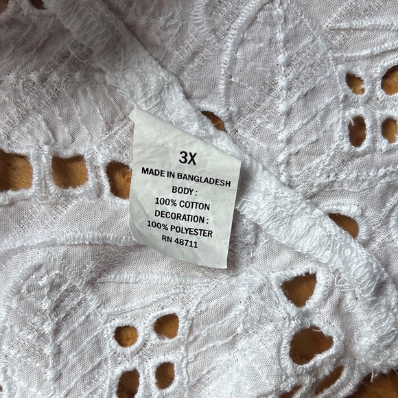 White Lace Trim Women's Top falls creek size 3X - Picture 5 of 5